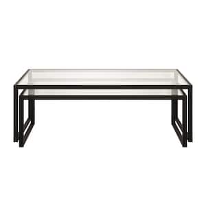 Mariana 46 in. Rectangle Black Glass Coffee Table