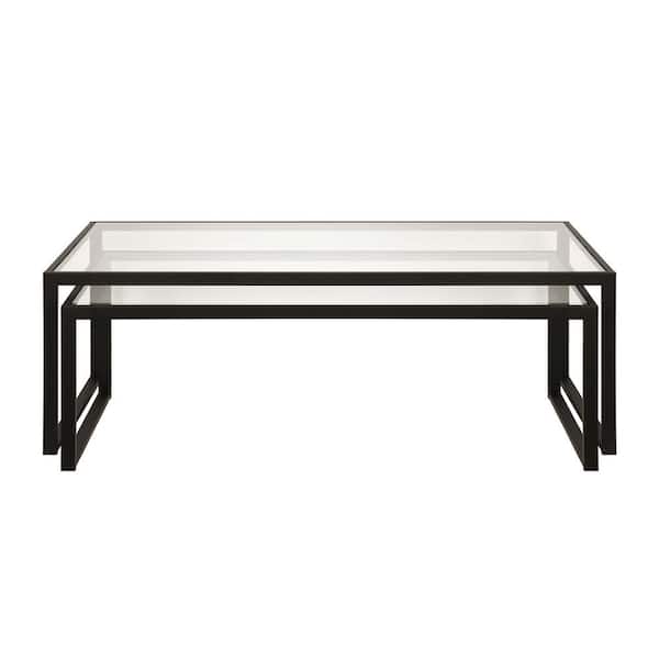 HomeRoots Mariana 46 in. Rectangle Black Glass Coffee Table