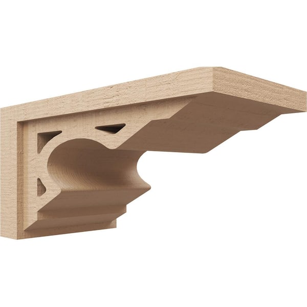 Ekena Millwork 9-in. x 18-in. x 9-in. Series 3 Wide Sheridan Rough Cedar Woodgrain Timberthane Polyurethane Corbel, Primed Tan