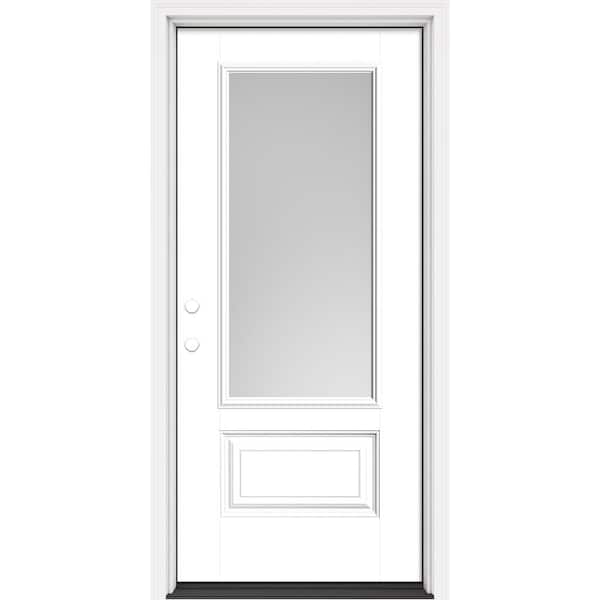 Performance Door System 36 in. x 80 in. 3/4-Lite Right-Hand Inswing Pearl White Smooth Fiberglass Prehung Front Door