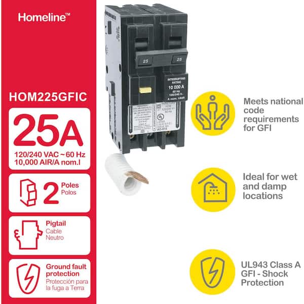 Square D Homeline 25 Amp 2-Pole GFCI Circuit Breaker