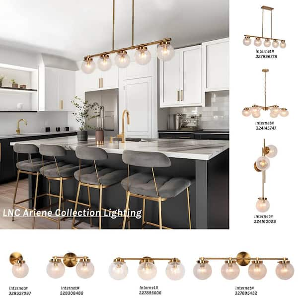 LNC 27.5 in. W 6-Light Gold store Modern Farmhouse Chandelier Kitchen Island