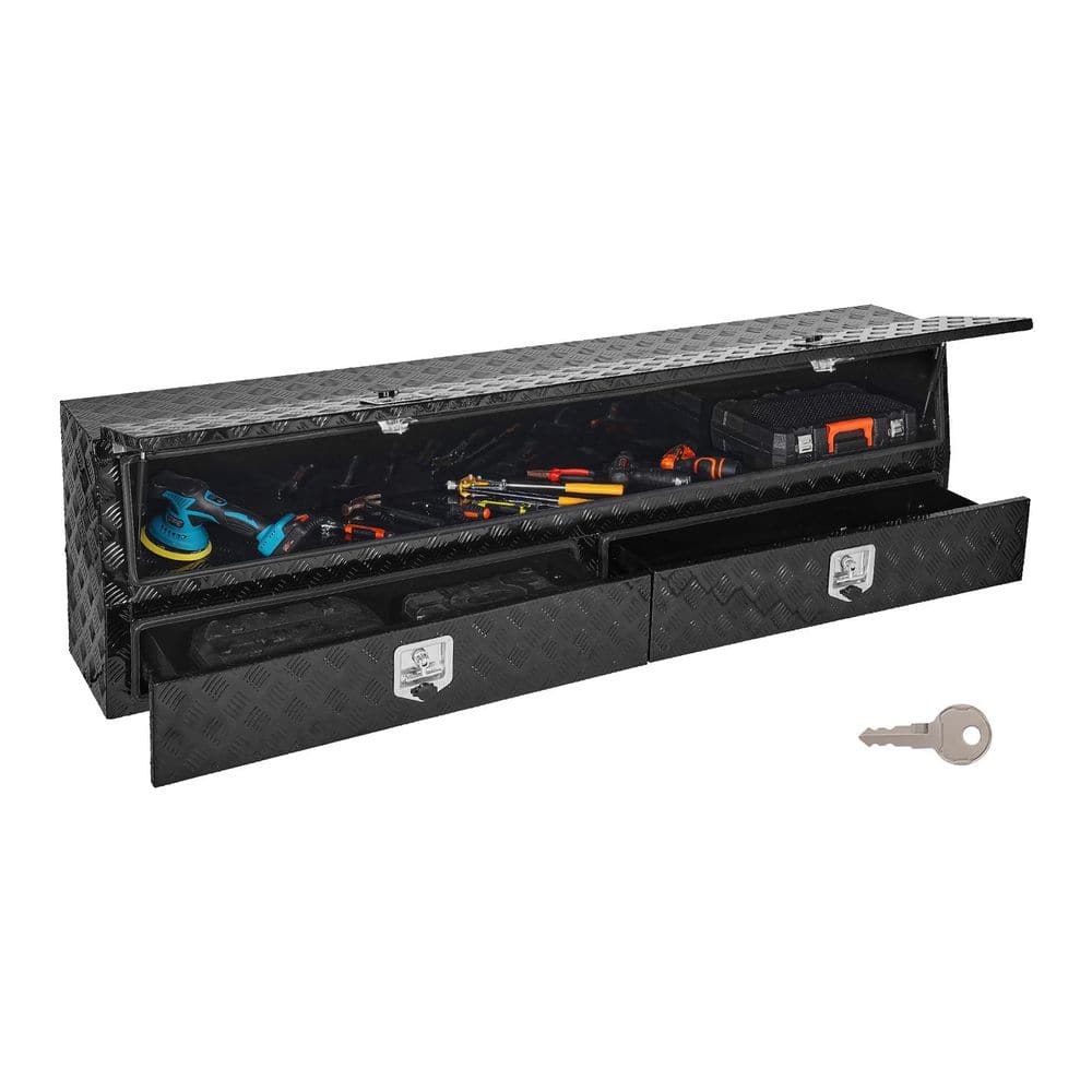 81.5 in. Black Tread Aluminum Top Mount Truck Tool Box with Two Lower Drawers, Weather-Resistant Heavy Duty Storage Box price history on PriceWatchPro