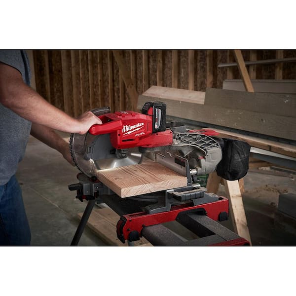 Milwaukee - M18 FUEL 18V Lithium-Ion Brushless Cordless 10 in. Dual Bevel Sliding Compound Miter Saw Kit W/(1) 9.0Ah Battery