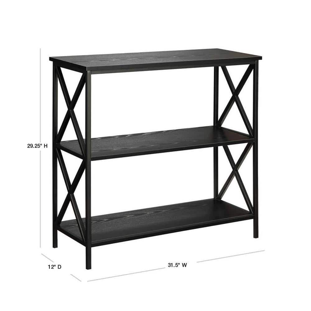 Tucson Modern Black 3-Tier Particleboard Bookcase