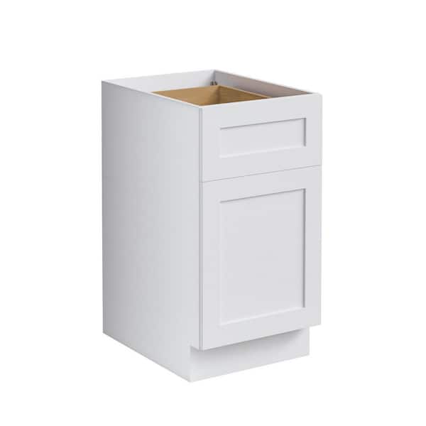 15 in. W x 12 in. D x 34.5 in. H Ready to Assemble Plywood Shaker Trash Can Kitchen Cabinet in White with 2 Trash Cans