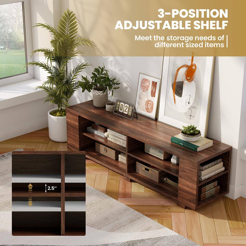 Elegant 59'' Walnut Engineered Wood TV Stand with Ample Storage
