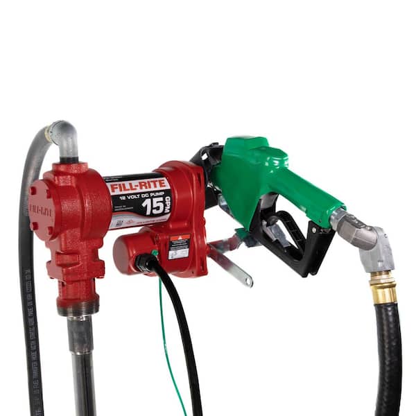 FILL-RITE 12-Volt 15 GPM 1/4 HP Fuel Transfer Pump (Auto Nozzle with Swivel Package)