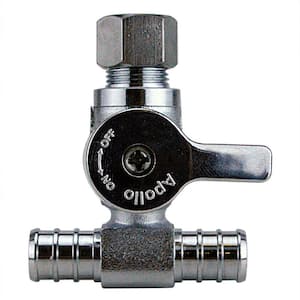 1/2 in. Chrome-Plated Brass PEX Barb x 3/8 in. Compression Quarter-Turn Dishwasher Tee Valve