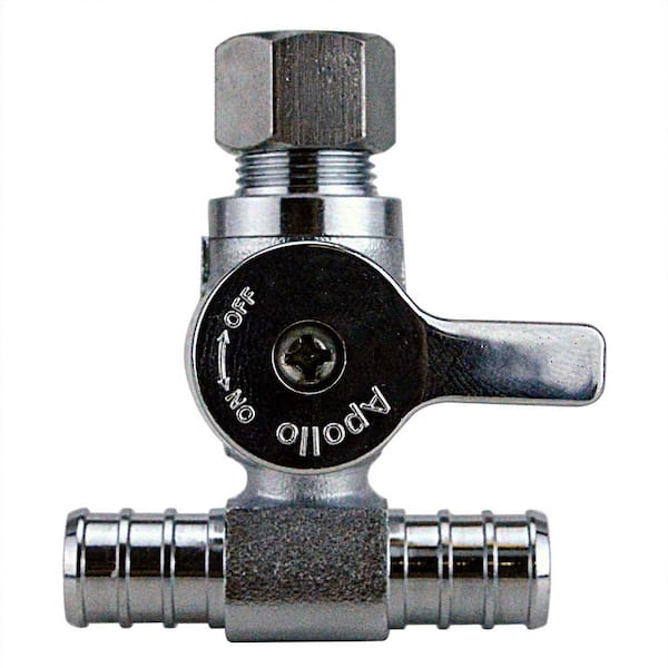 1/2 in. Chrome-Plated Brass PEX-B Barb x 3/8 in. Compression Quarter-Turn Dishwasher Tee Valve