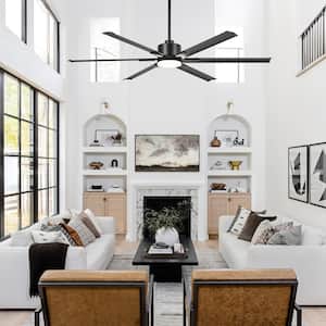 Patsy 72 in. Integrated LED Indoor Aluminum-Blade Black Ceiling Fan with Light and Remote Control Included