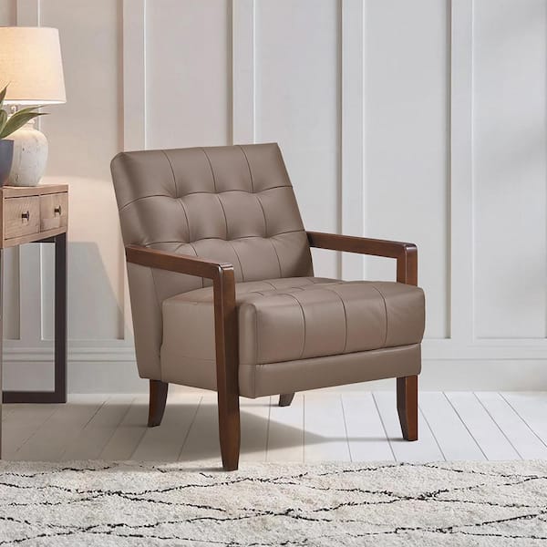 Saratoga Brown Leather Upholstery Accent Armchair
