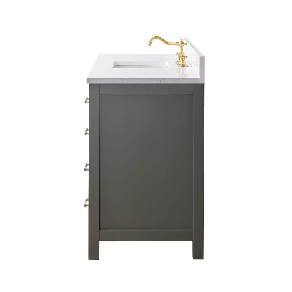 Vintage Green 60" Single Vanity with Carrara White Top