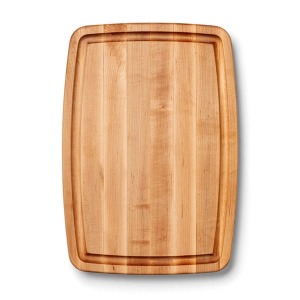 20 in. x 14 in. Oval Wood Edge Grain Cutting Board with Juice Groove
