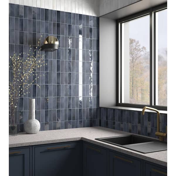 Coco Glossy Blue Night 2 in. x 5-7/8 in. Porcelain Wall Tile (5.94 sq. ft./Case)