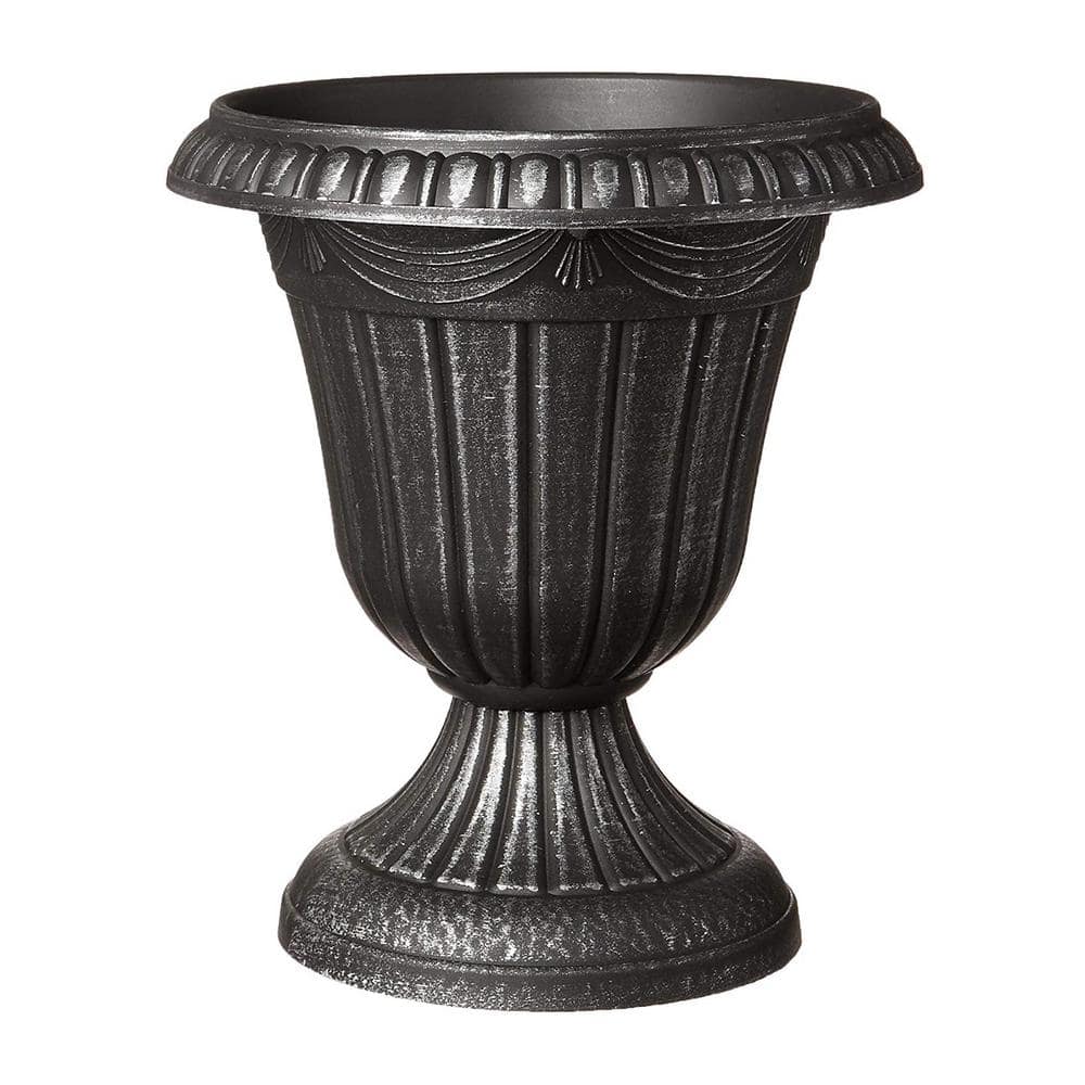 Traditional 16 in. x 18 in. Silver Plastic Urn