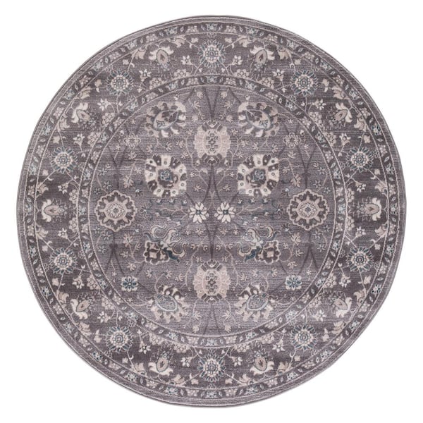 Concord Global Trading Lara Vase Gray 8 ft. x 8 ft. Round Area Rug