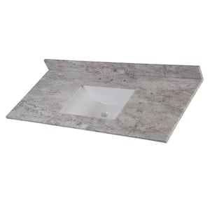 49 in. W x 22 in. D Stone Effects Cultured Marble Vanity Top in Winter Mist with Undermount White Sink