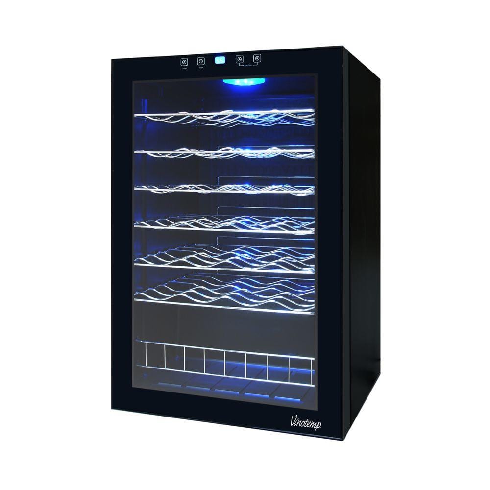 All Black Freestanding Digital Wine Cooler with Glass Door