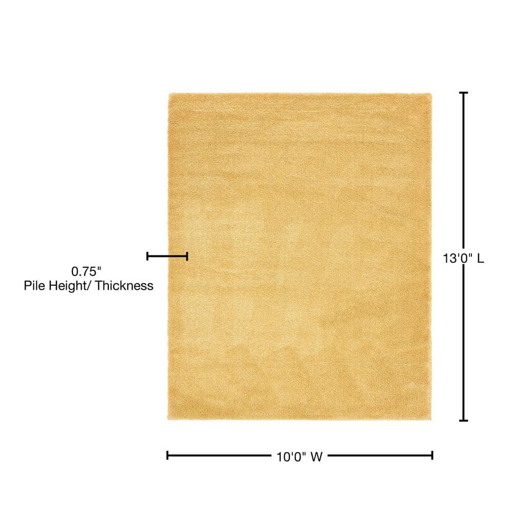 Yellow Rectangular Easy Care Shag Area Rug