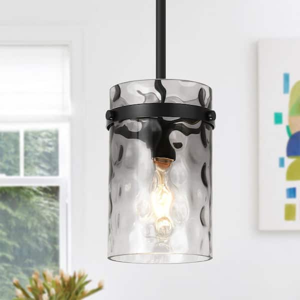Henveton Jasslynn 60W Gradient Gray Modern Adjustable Pendant Light Fixture with Cylinder Glass Shade-Kitchen,Dining Room Foyer