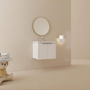 23.80 in. W x 18.50 in. D x 20.70 in. H Single Sink Bath Vanity in White with White Ceramic Top for Small Bathroom