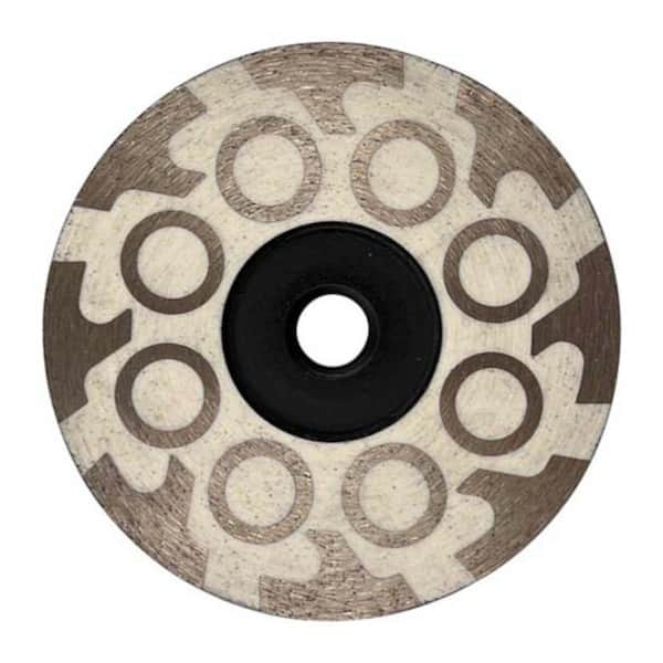 EDiamondTools 4 in. Natural and Engineered Stone, Medium Grit, Resin Filled Grinding Wheel, Wet or Dry, 5/8 in.-11 Threaded Arbor