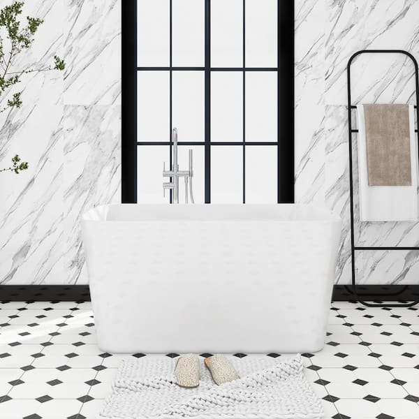Unbranded 49 in. x 28 in. Soaking Bathtub with Reversible Drain in Gloss White