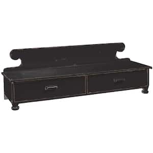 Counter Aged Black Wood Shelf With 2 Drawers