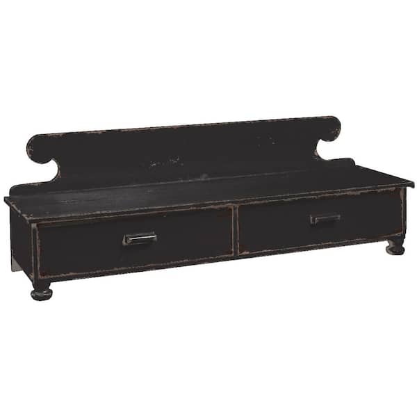 Park Designs Counter Aged Black Wood Shelf With 2 Drawers