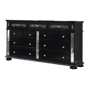 17.62 in. Black and Clear 9 Drawers Dresser