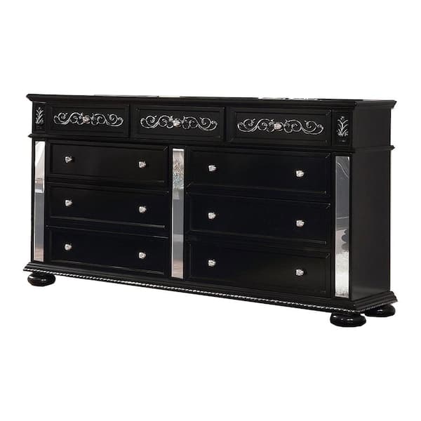 Benjara 17.62 In. Black And Clear 9 Drawers Dresser BM203257 - The Home ...