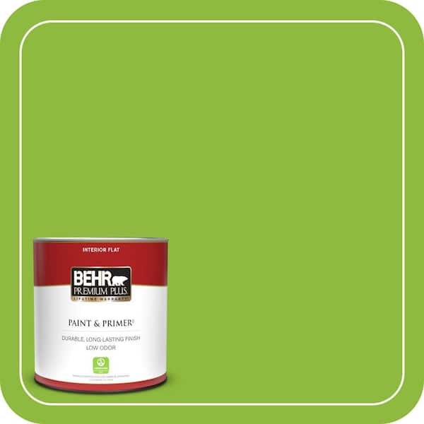 BEHR PREMIUM PLUS 1 qt. #S-G-420 Limeade Flat Low Odor Interior Paint & Primer
