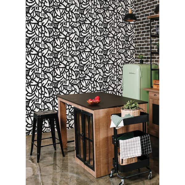Black Bold Arrangements Peel and Stick Wallpaper Sample