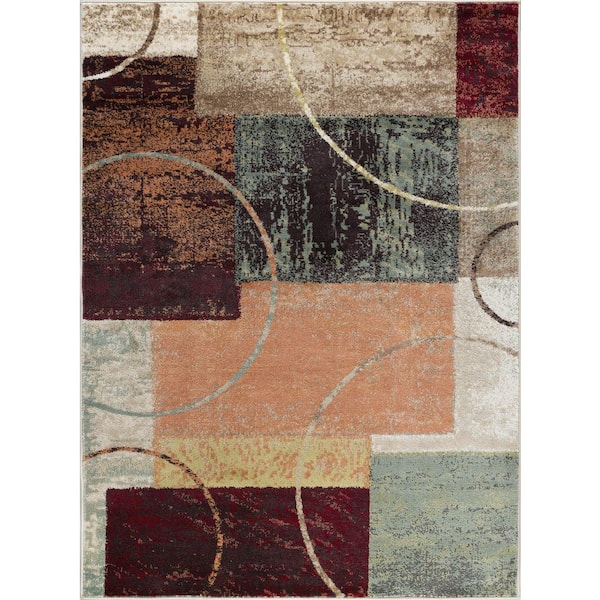 Tayse Rugs Deco Multi-Color 5 ft. x 7 ft. Abstract 3-Piece Rug Set