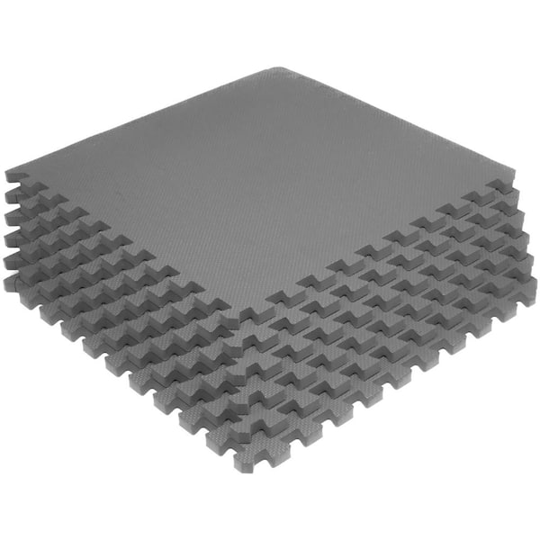 PROSOURCEFIT Thick Exercise Puzzle Mat Grey 24 in. x 24 in. x 0.75