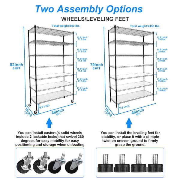 Stainless Steel Rectangular 7 Shelves SS Kitchen Rack, Size/Dimensions:  Standard