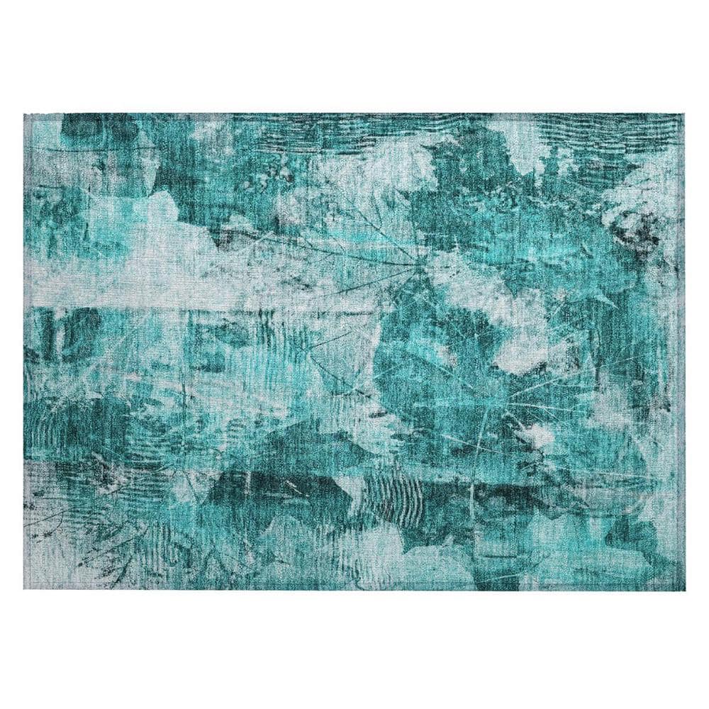 Teal 2 ft. x 3 ft. Woven Floral Rectangle Indoor/Outdoor Area Rug price history on PriceWatchPro