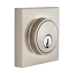 Satin Nickel Double Cylinder Deadbolt Contemporary Square