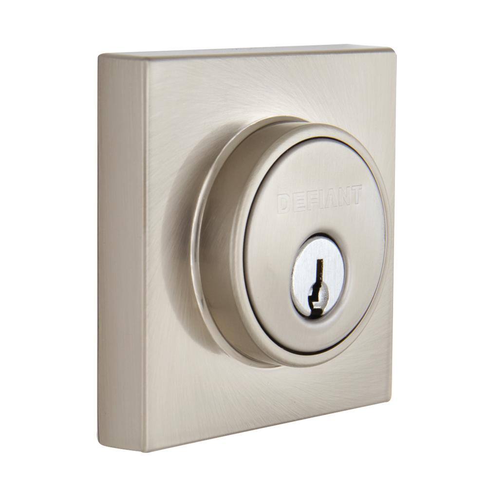 Contemporary Square Satin Nickel Single Cylinder Deadbolt
