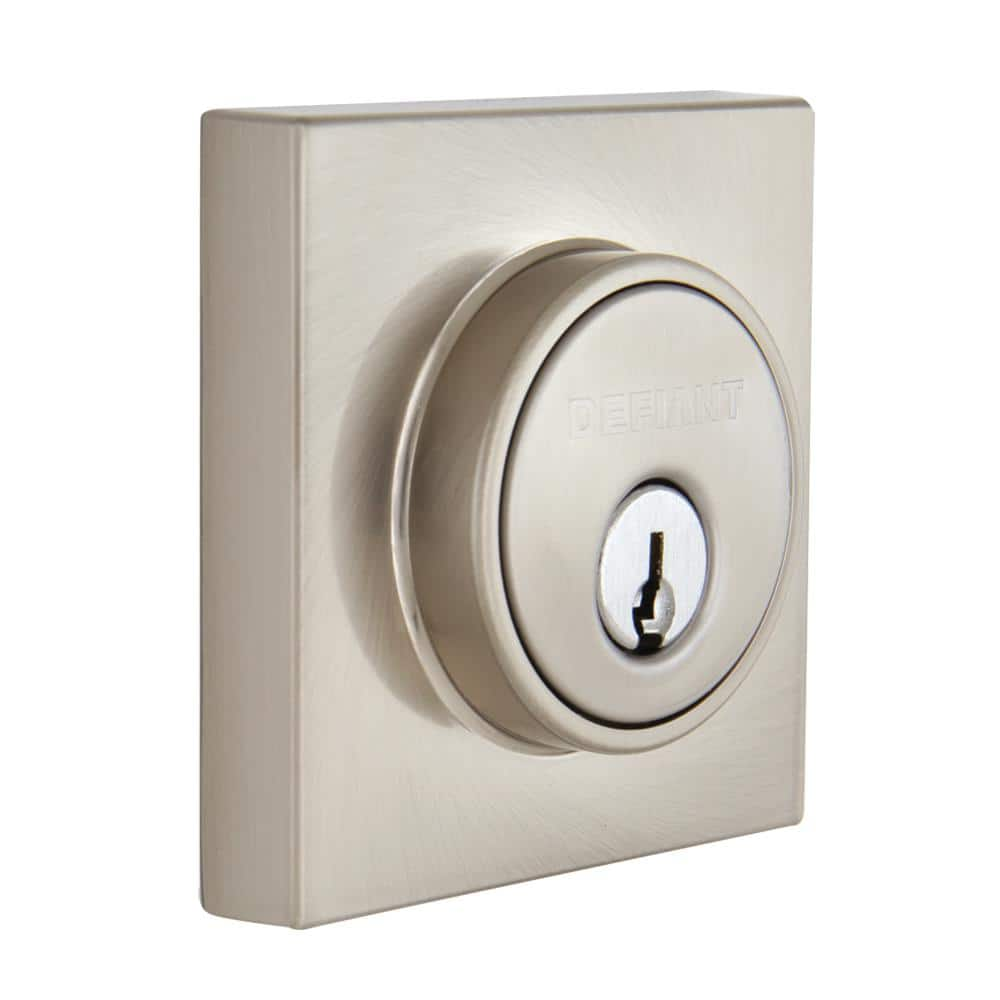 Defiant Square Satin Nickel Single Cylinder Deadbolt 32DD9X21 - The ...