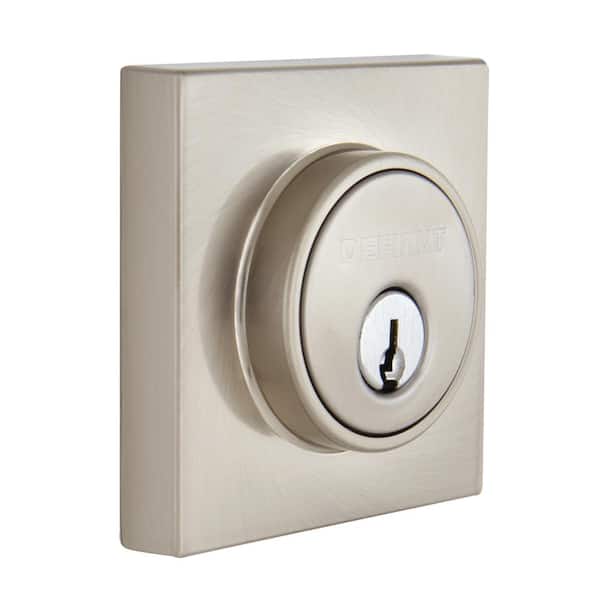 Defiant Satin Nickel Double Cylinder Deadbolt Contemporary Square