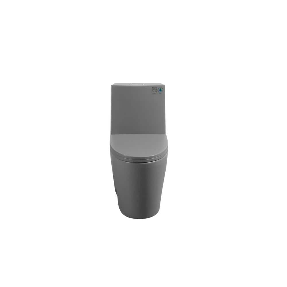 28.5 in. Gray 1.1/1.60 GPF Dual-Flush 1-Piece Toilet Water-Saving Elongated