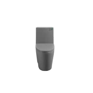 28.5 in. Gray 1.1/1.60 GPF Dual-Flush 1-Piece Toilet Water-Saving Elongated with Soft Closing Seat, 1000 Gram Map