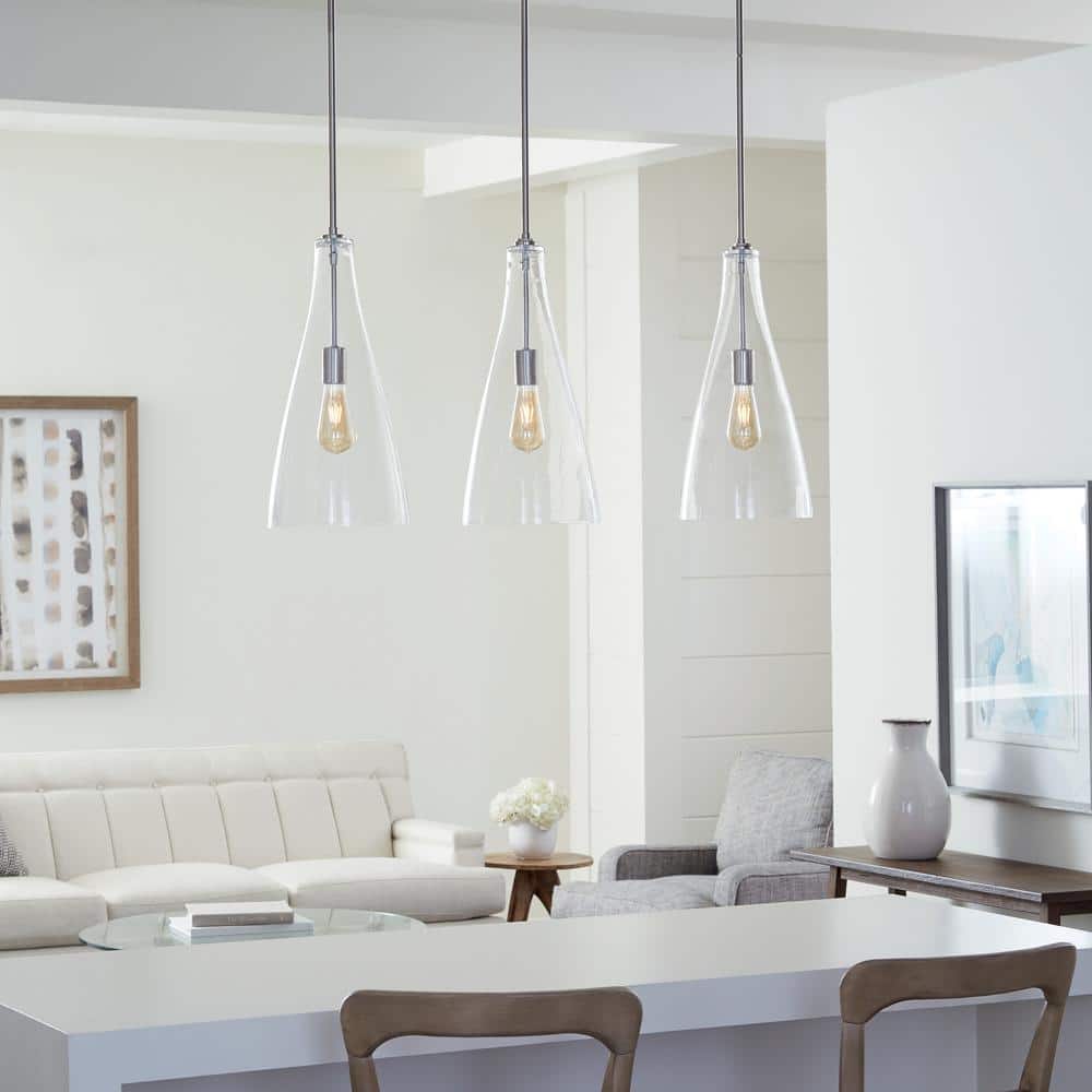 Arilda Mini Brushed Nickel Pendant with Clear Glass Shade
