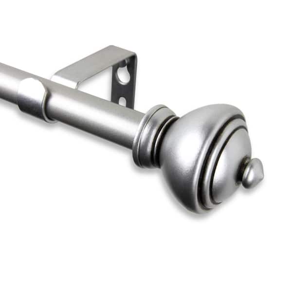 Rod Desyne 84 in. - 120 in. Telescoping 5/8 in. Single Curtain Rod Kit in Satin Nickel with Savannah Finial