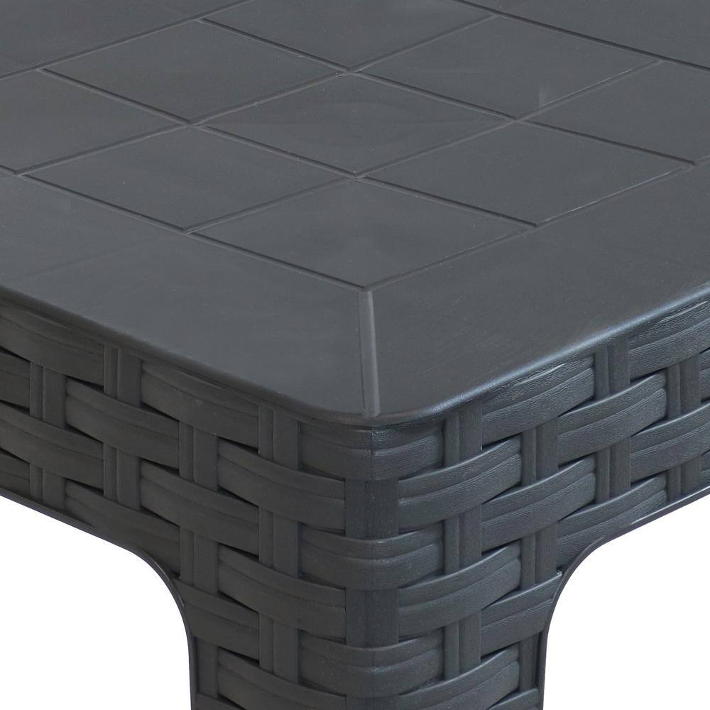Gray 18" Square Polypropylene Outdoor Patio Side Table