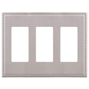 Perlina 3 Gang Rocker Metal Wall Plate - Brushed Nickel