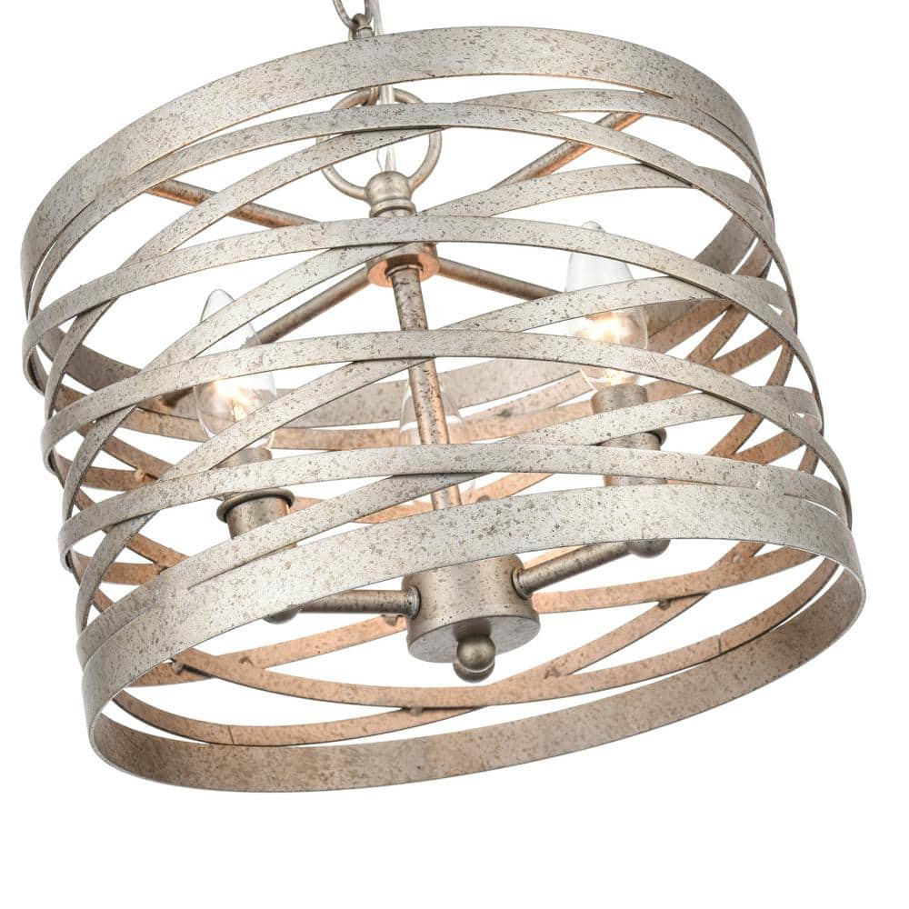 Distressed Antique Nickel Mini Pendant Light with Adjustable Height