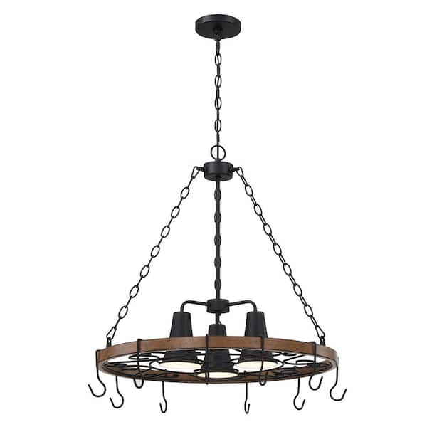 Hukoro 12 in. 4-Light Matte Black Geometric Vintage Lantern